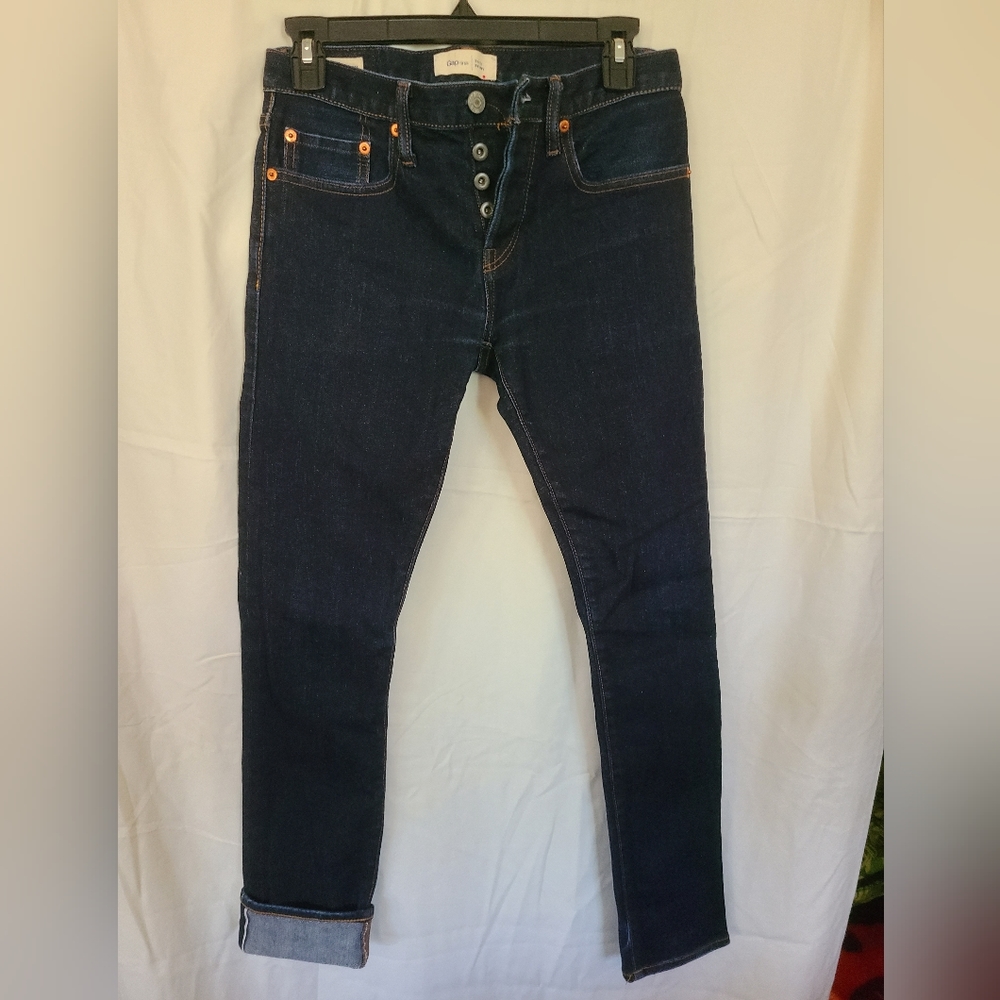 Gap 1969 Kaihara selvedge stretch denim skinny jeans 28 x 30 button fly
